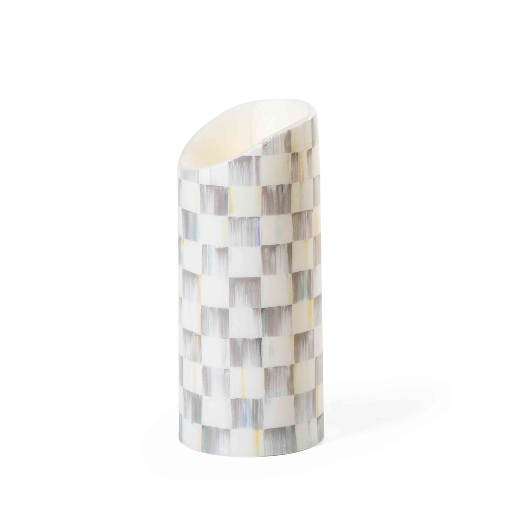 Sterling Check Flameless 7" Pillar Candle