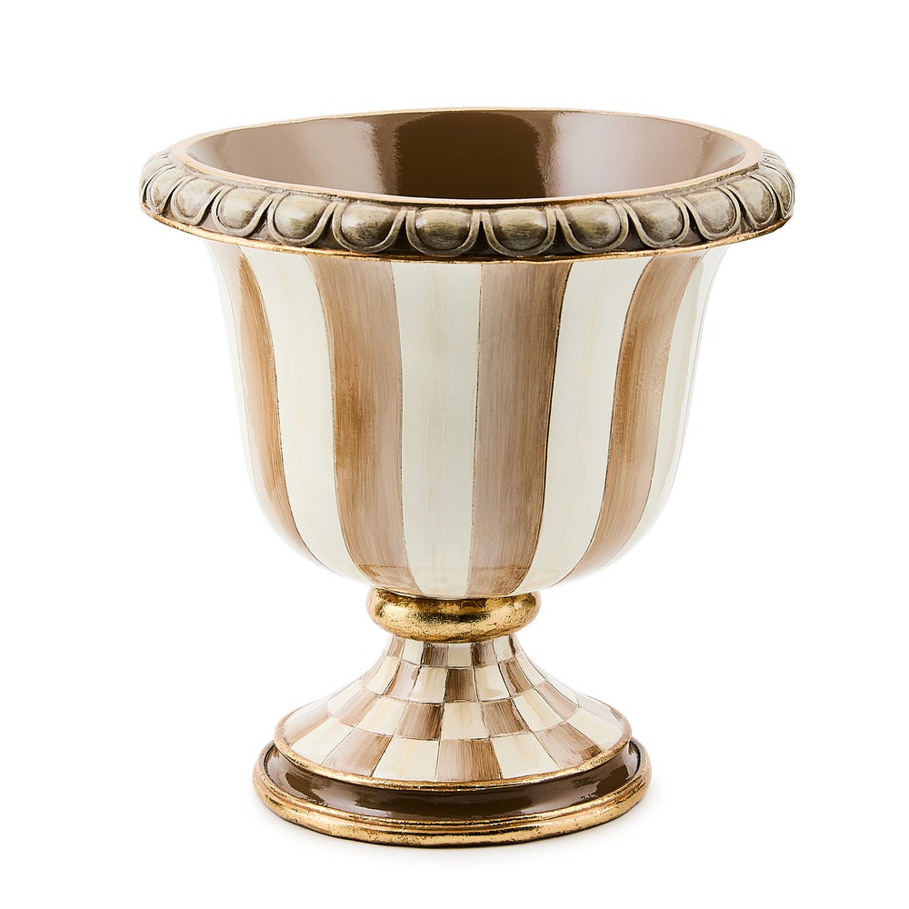 Check & Stripe Tabletop Pedestal Urn
