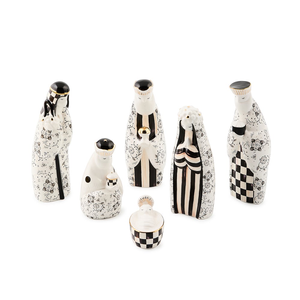 Courtly Noel Ceramic Nativity, Set of 6