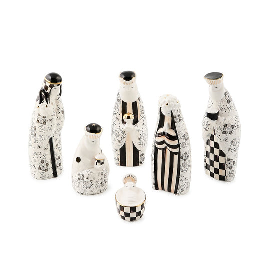 Courtly Noel Ceramic Nativity, Set of 6