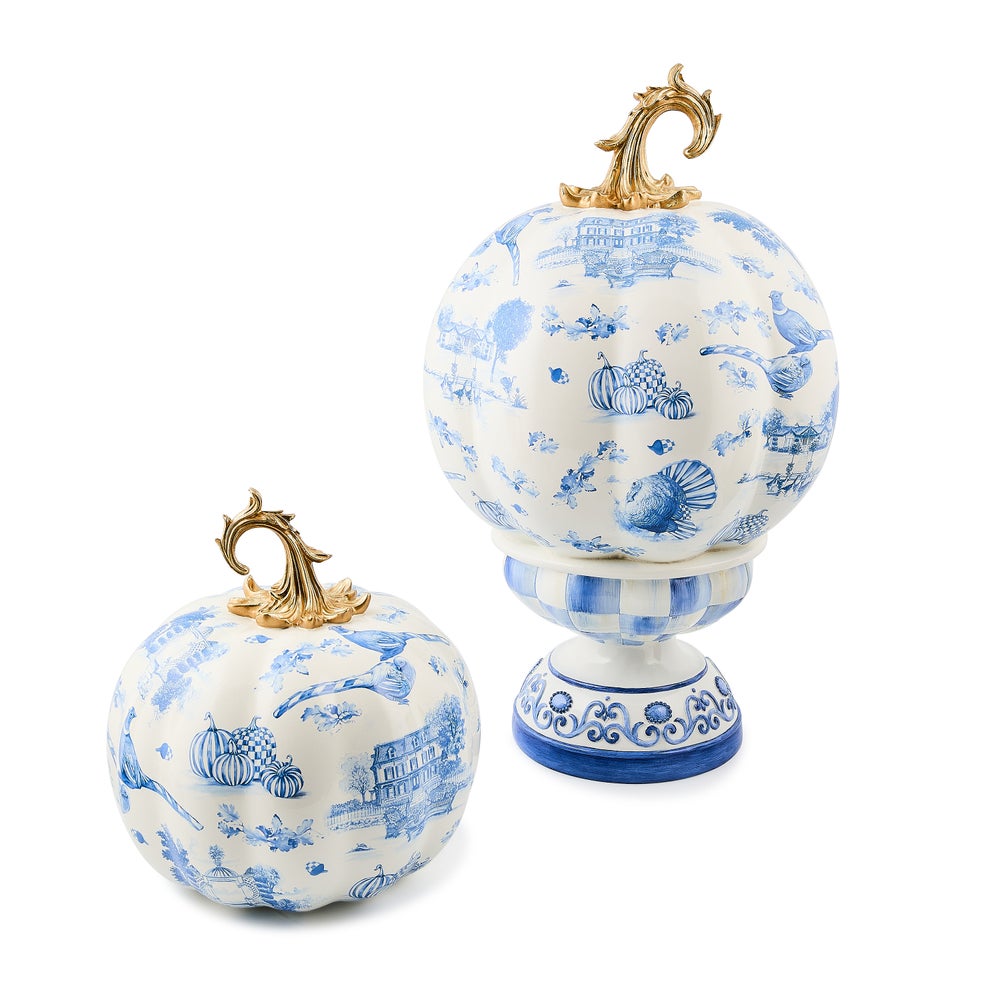 Royal Autumn Toile Short Pedestal Pumpkin