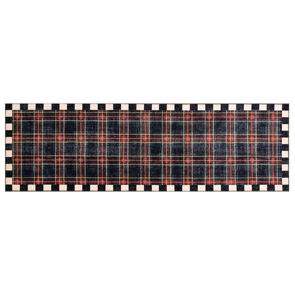 Stewart Tartan Black 2'6" x 8' Washable Runner
