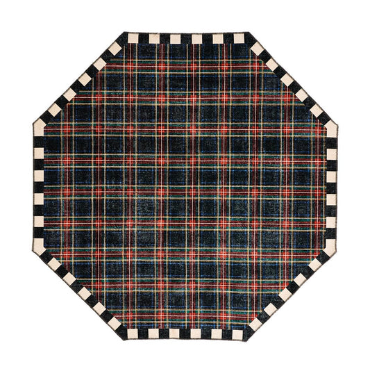 Stewart Tartan Black 6' Octagon Washable Rug