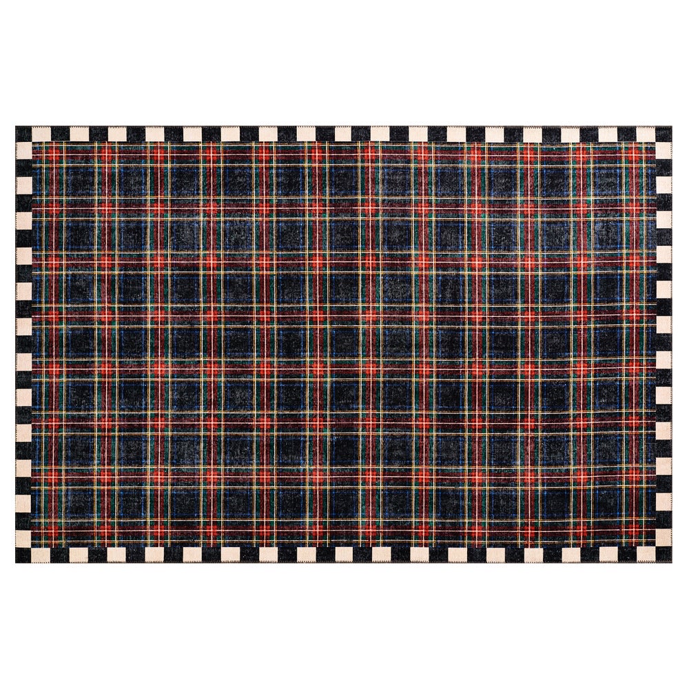 Stewart Tartan Black 5' x 7'6" Washable Rug