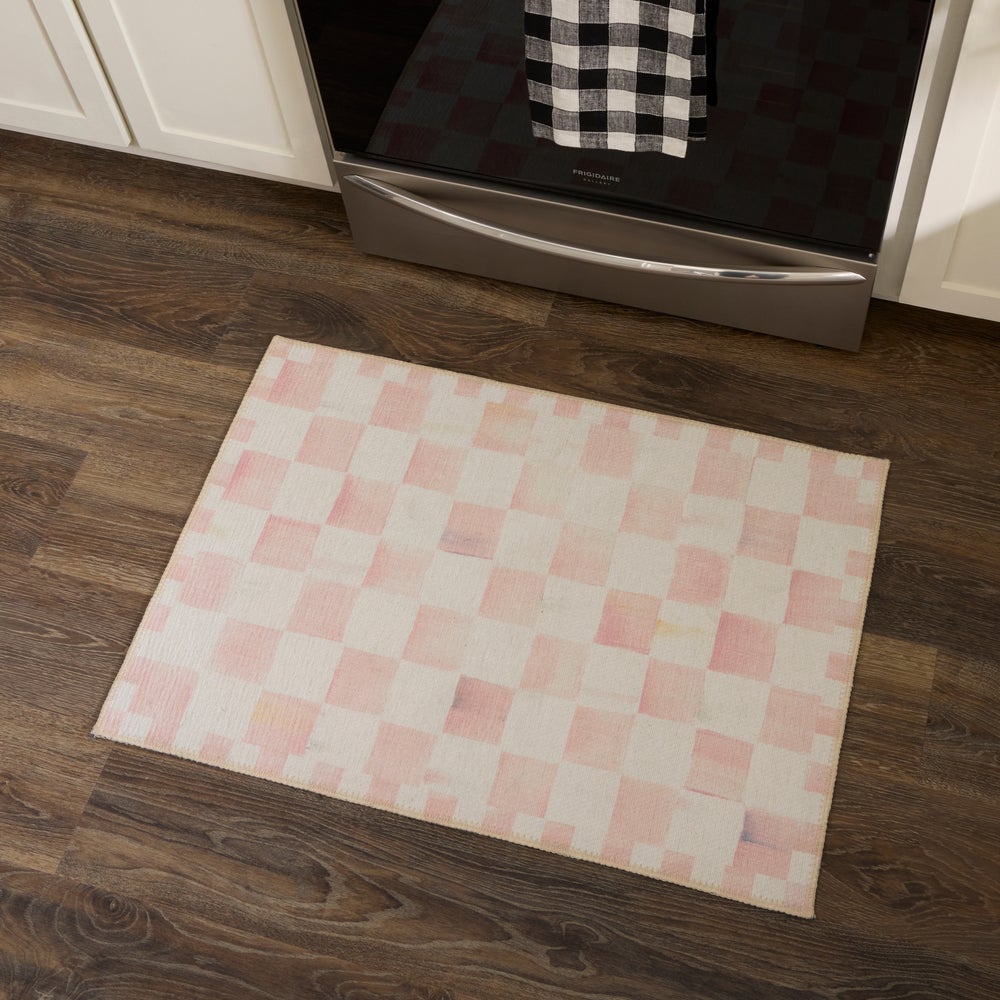 Rosy Checkered Washable Rug