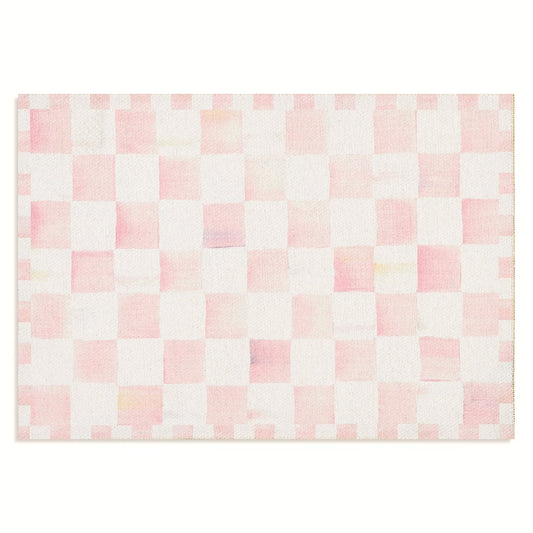 Rosy Checkered Washable Rug