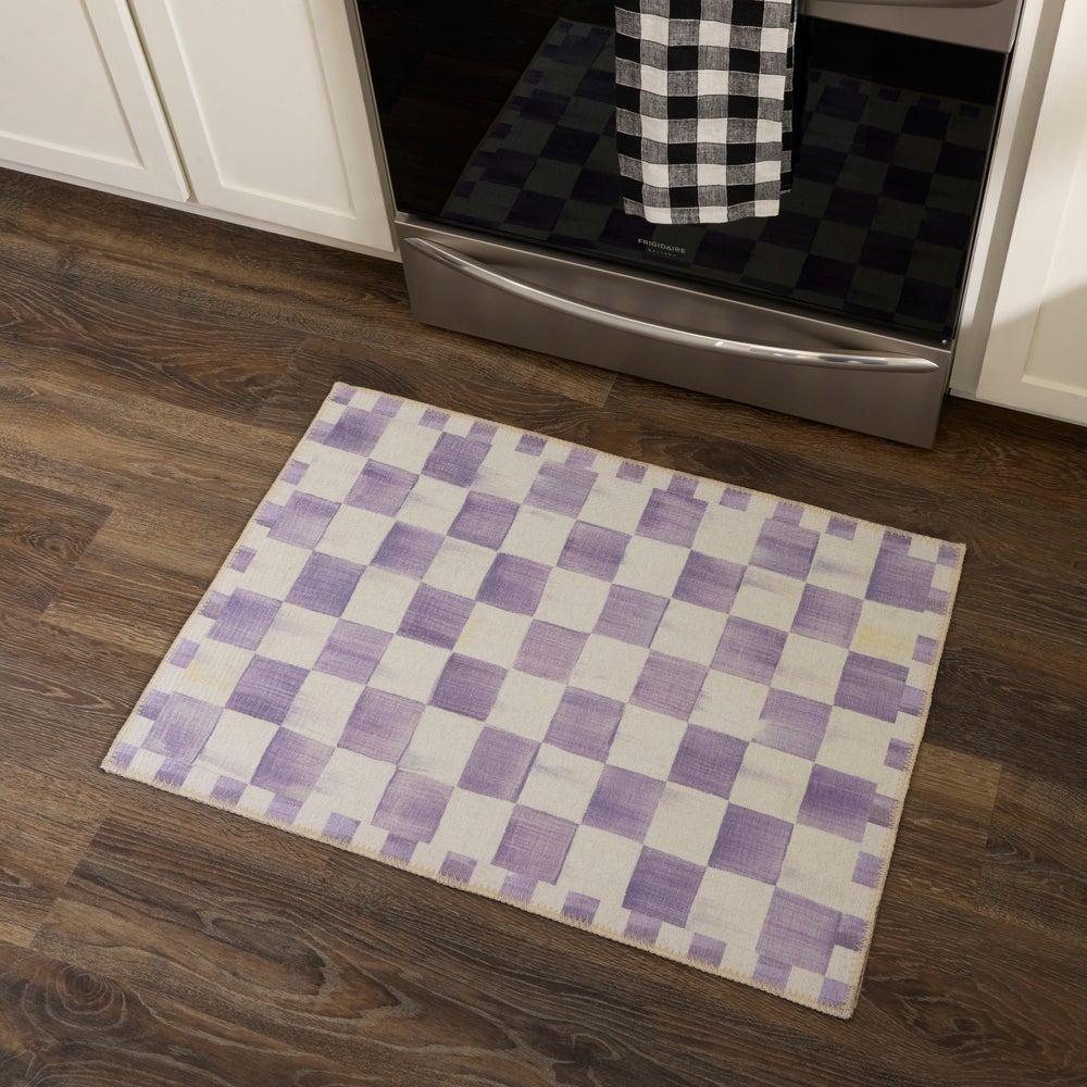 Violet Checkered Washable Rug