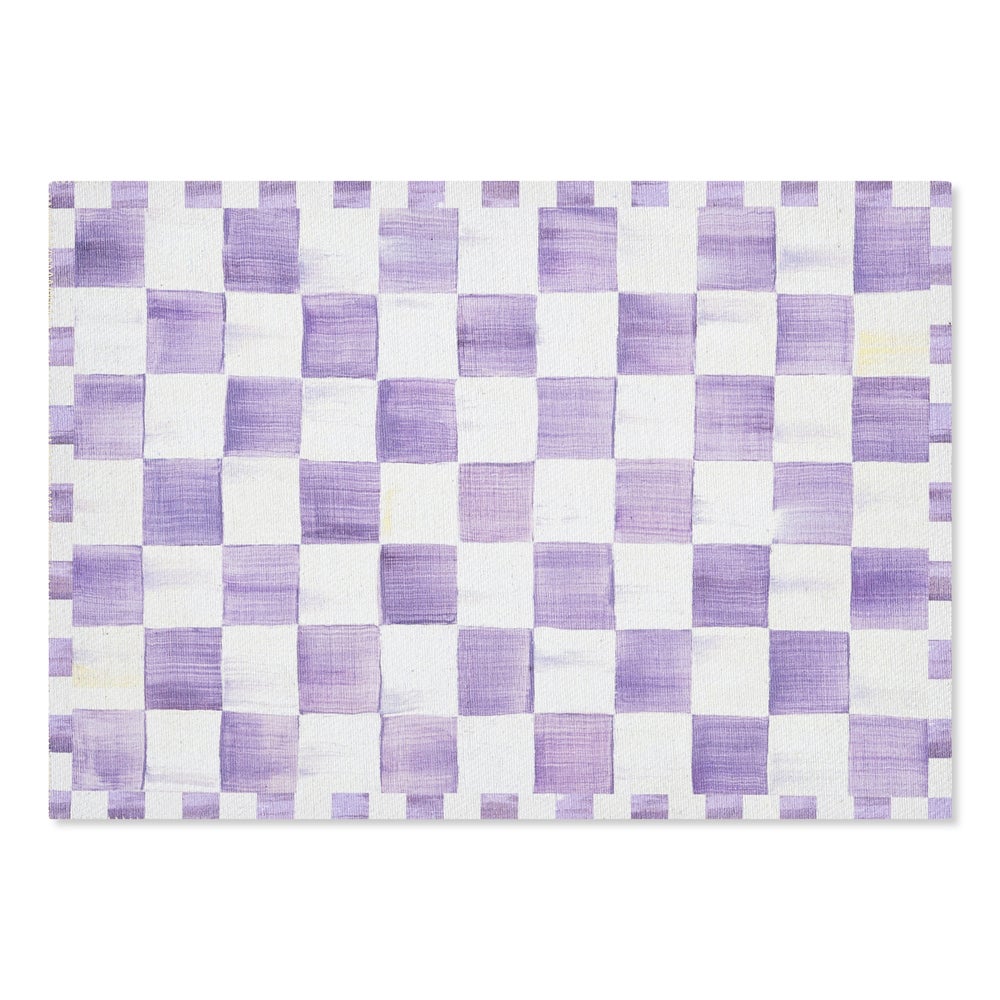 Violet Checkered Washable Rug