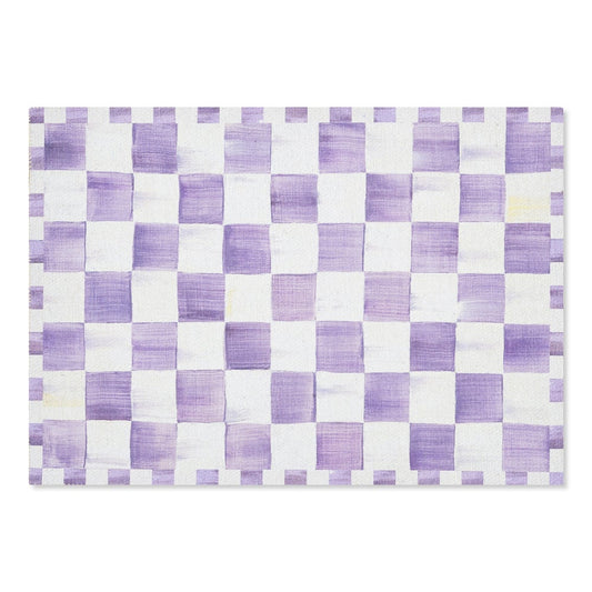 Violet Checkered Washable Rug