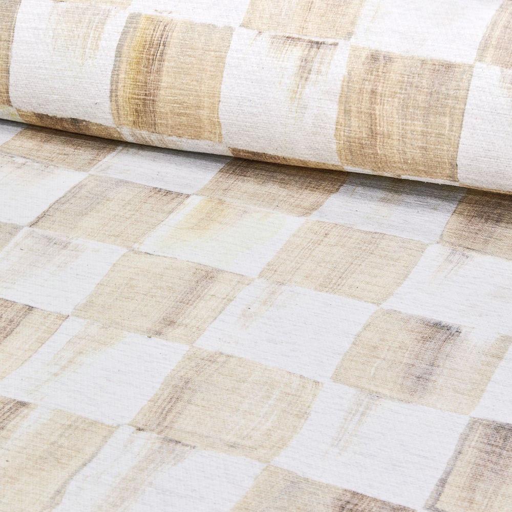Mocha Checkered Washable Rug
