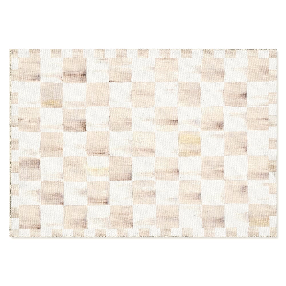 Mocha Checkered Washable Rug