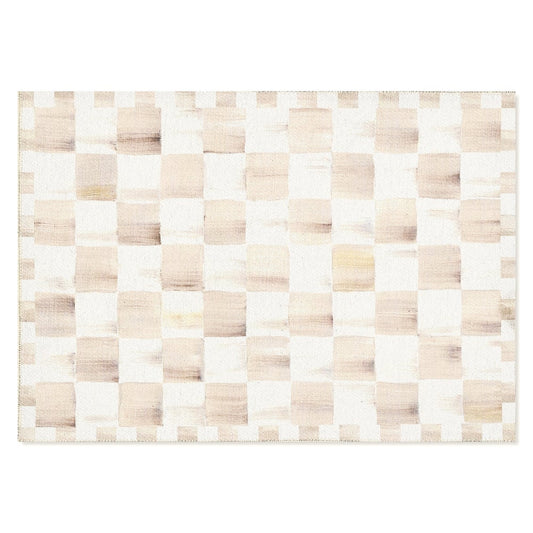 Mocha Checkered Washable Rug
