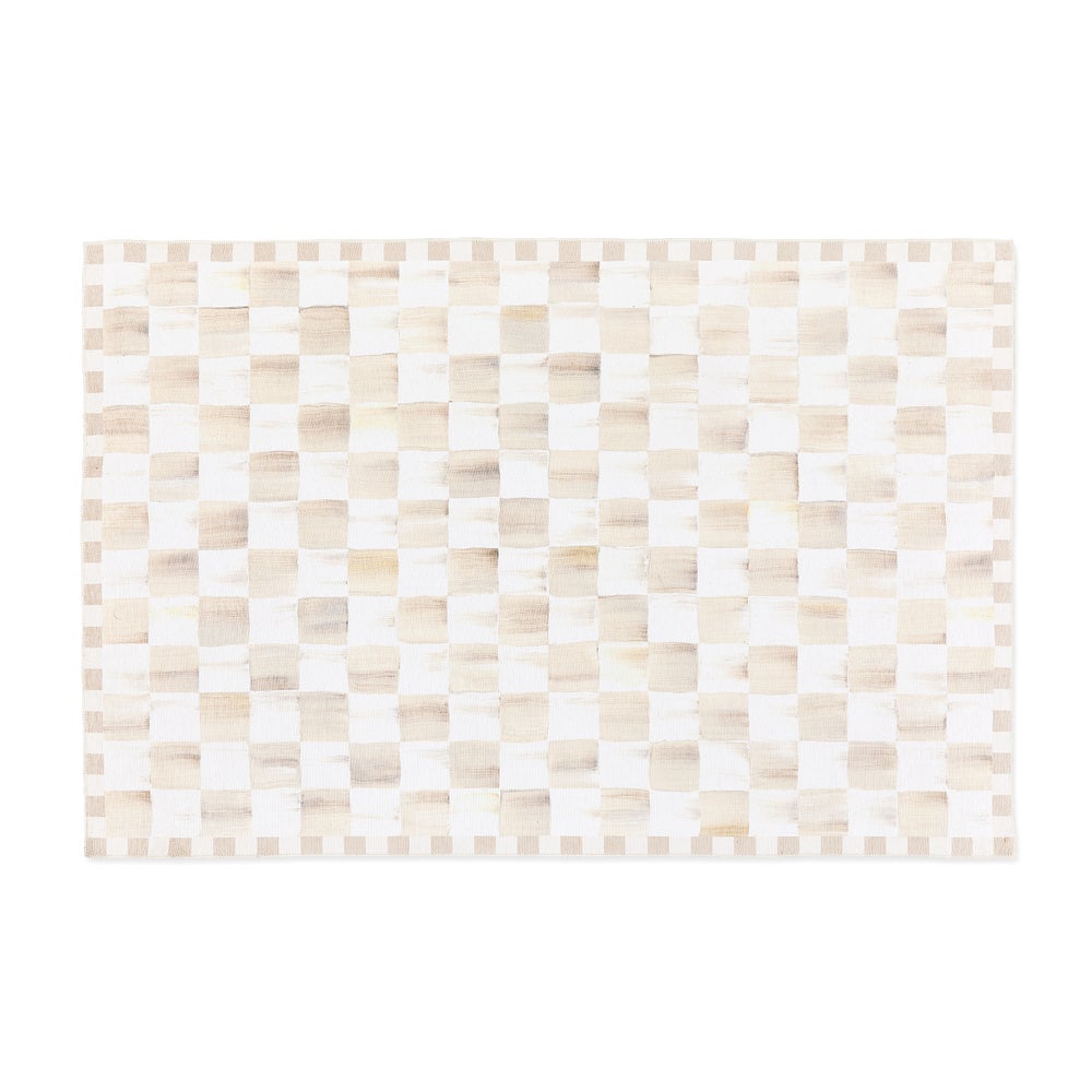 Mocha Checkered Washable Rug