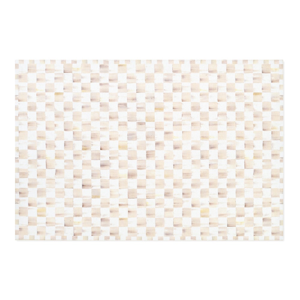 Mocha Checkered Washable Rug