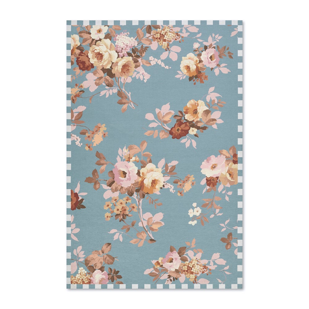 Slate Wild Rose Washable Rug