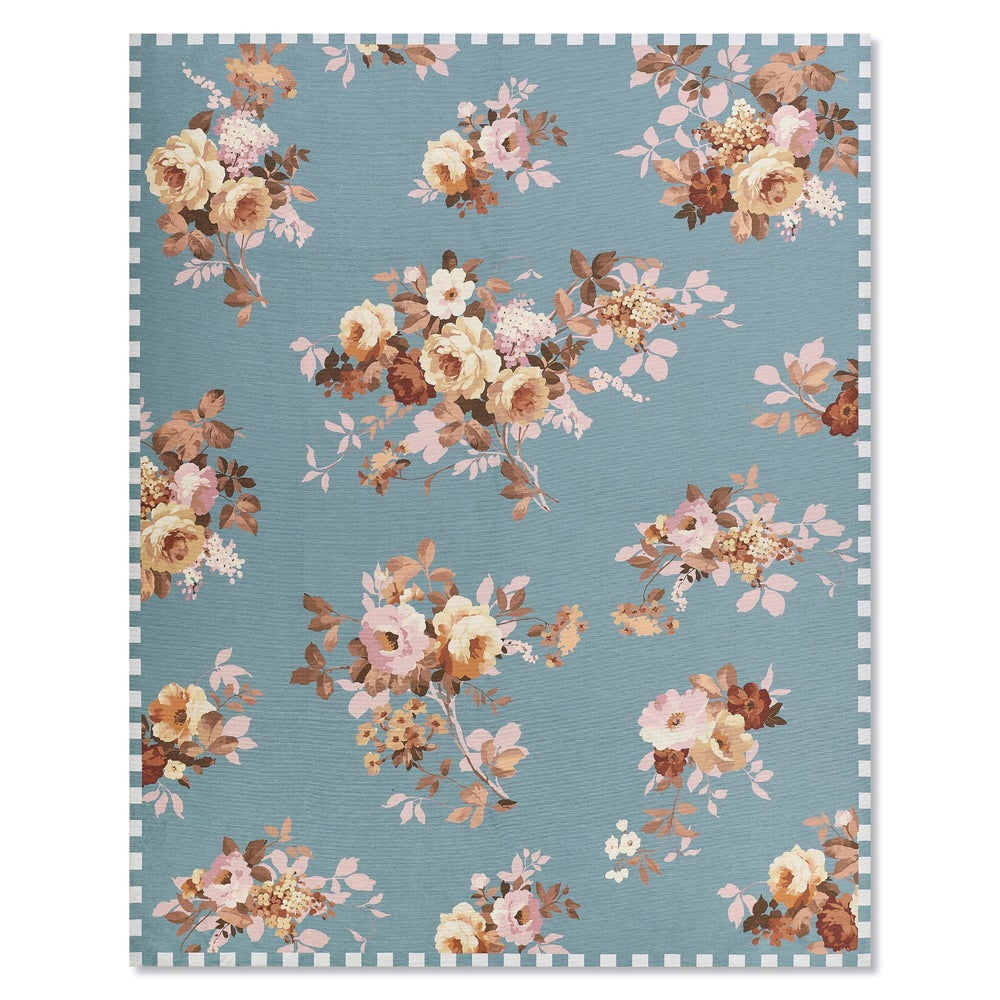 Slate Wild Rose Washable Rug