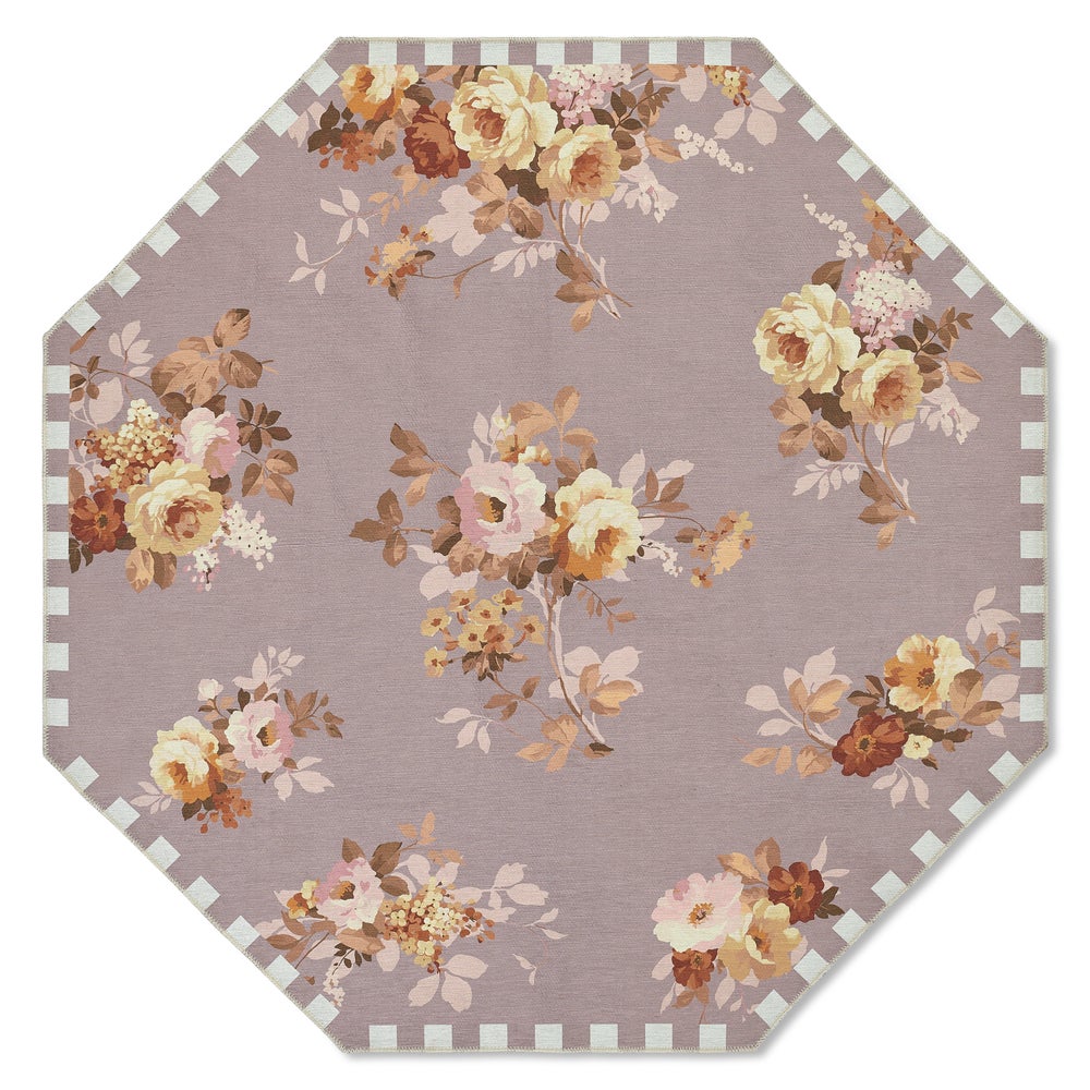 Taupe Wild Rose Washable Rug
