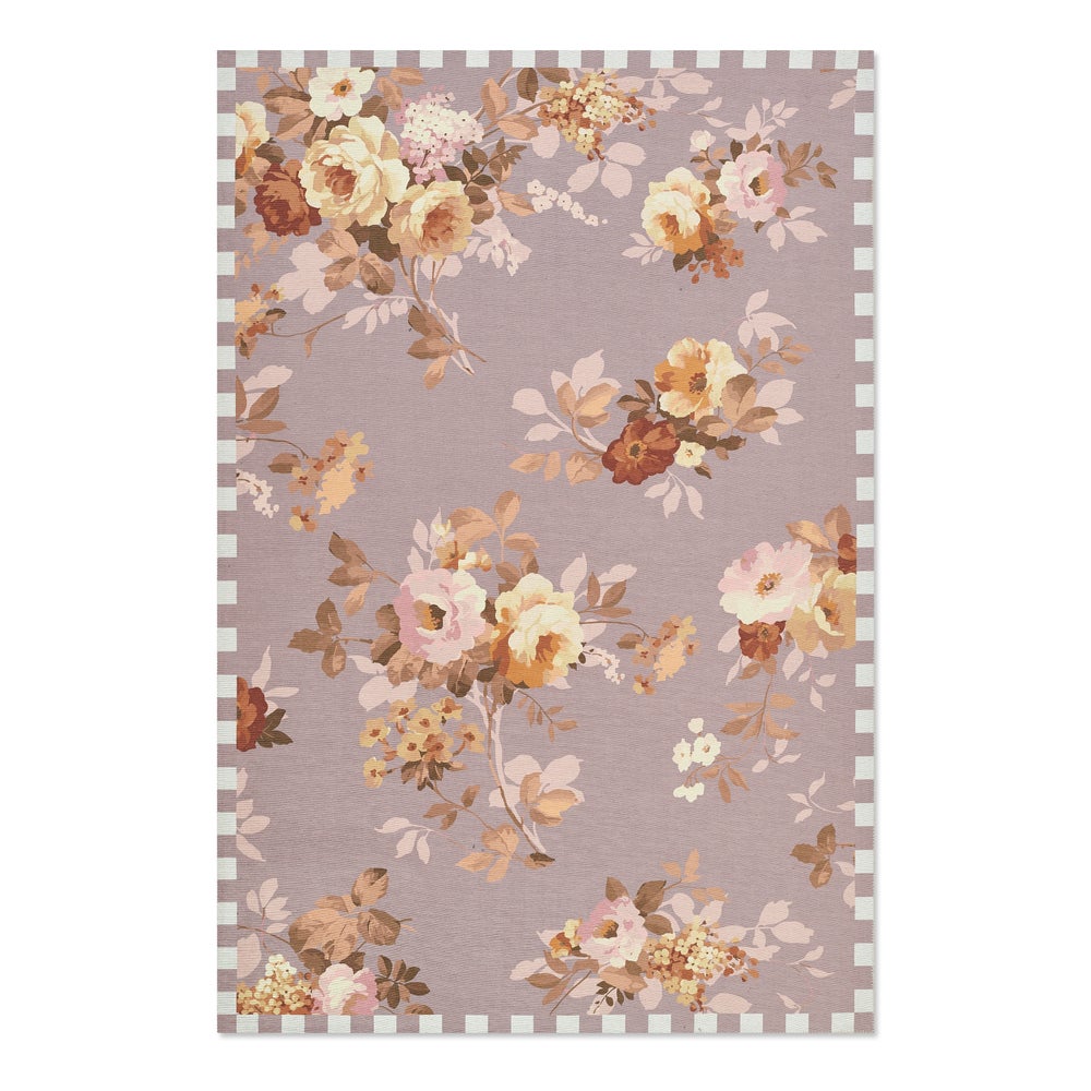 Taupe Wild Rose Washable Rug