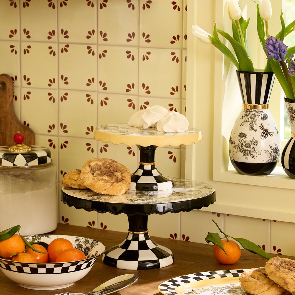 Bee Toile Pedestal Platter
