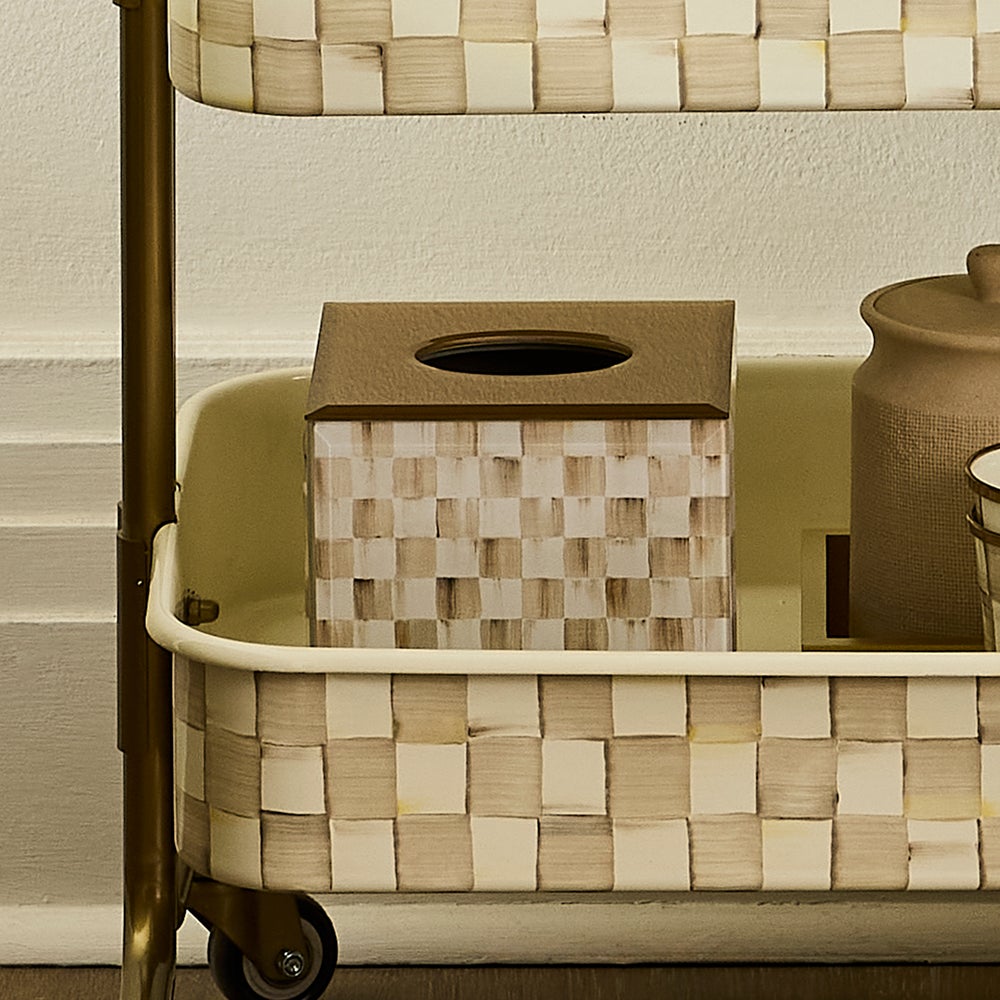 Mocha Check Glass Bath Collection