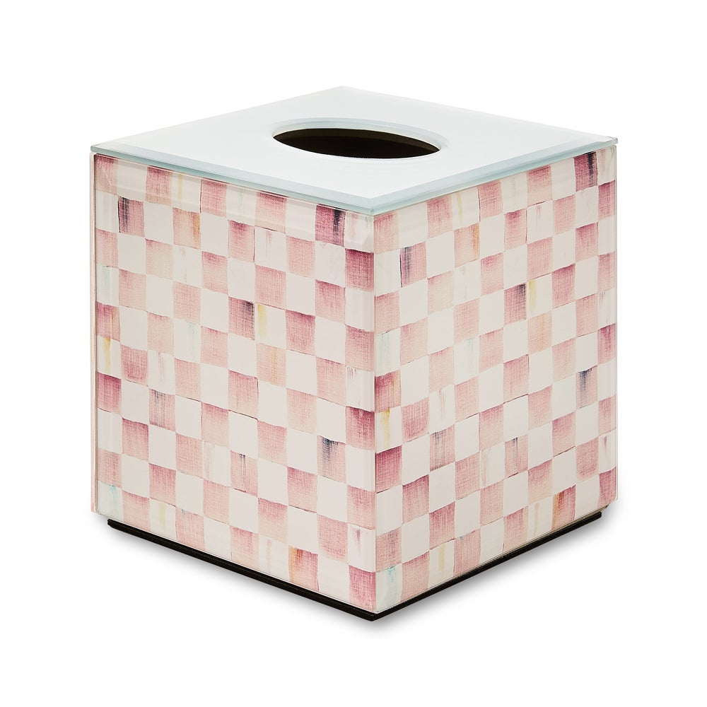 Rosy Check Glass Bath Collection
