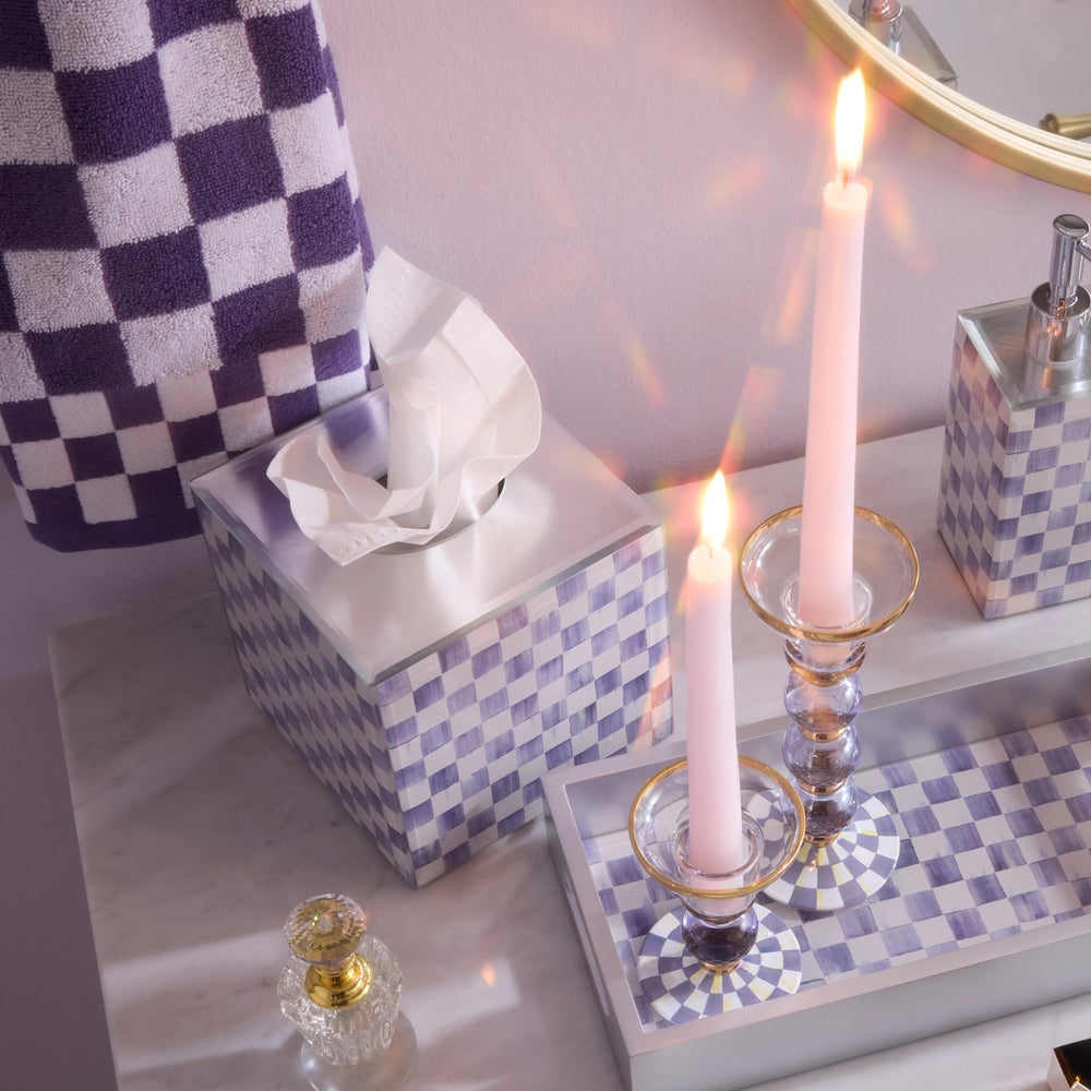 Violet Check Glass Bath Collection