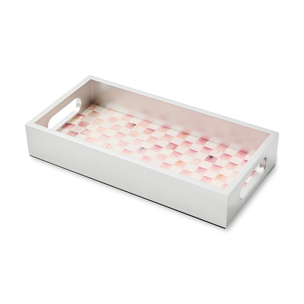 Rosy Check Glass Bath Collection