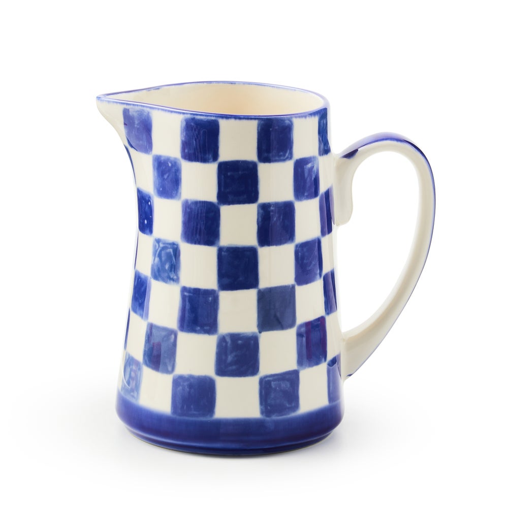 Stoneware Check Pitcher