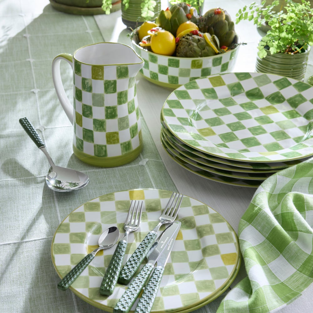 Stoneware Check Pitcher