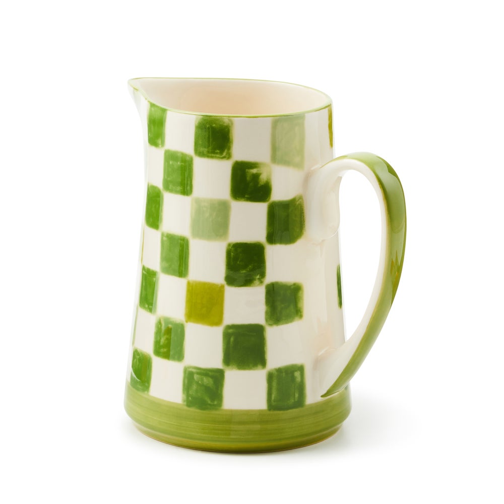Stoneware Check Pitcher