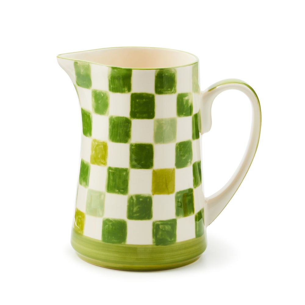 Stoneware Check Pitcher