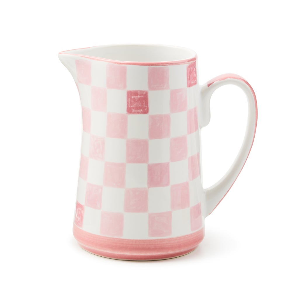 Stoneware Check Pitcher
