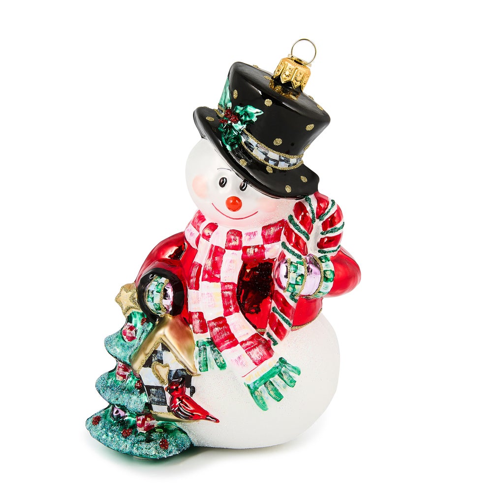 Check It Out Snowman Glass Ornament