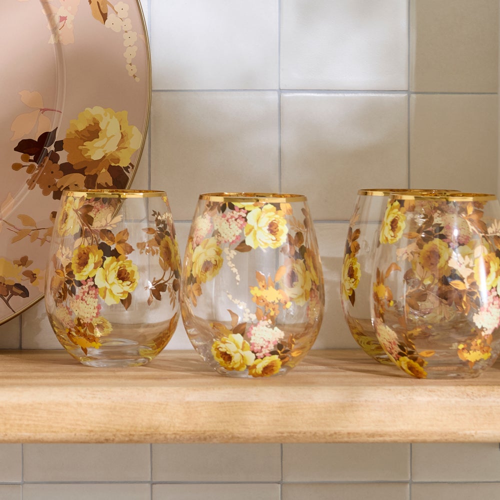 Wild Rose Glassware, Set of 4