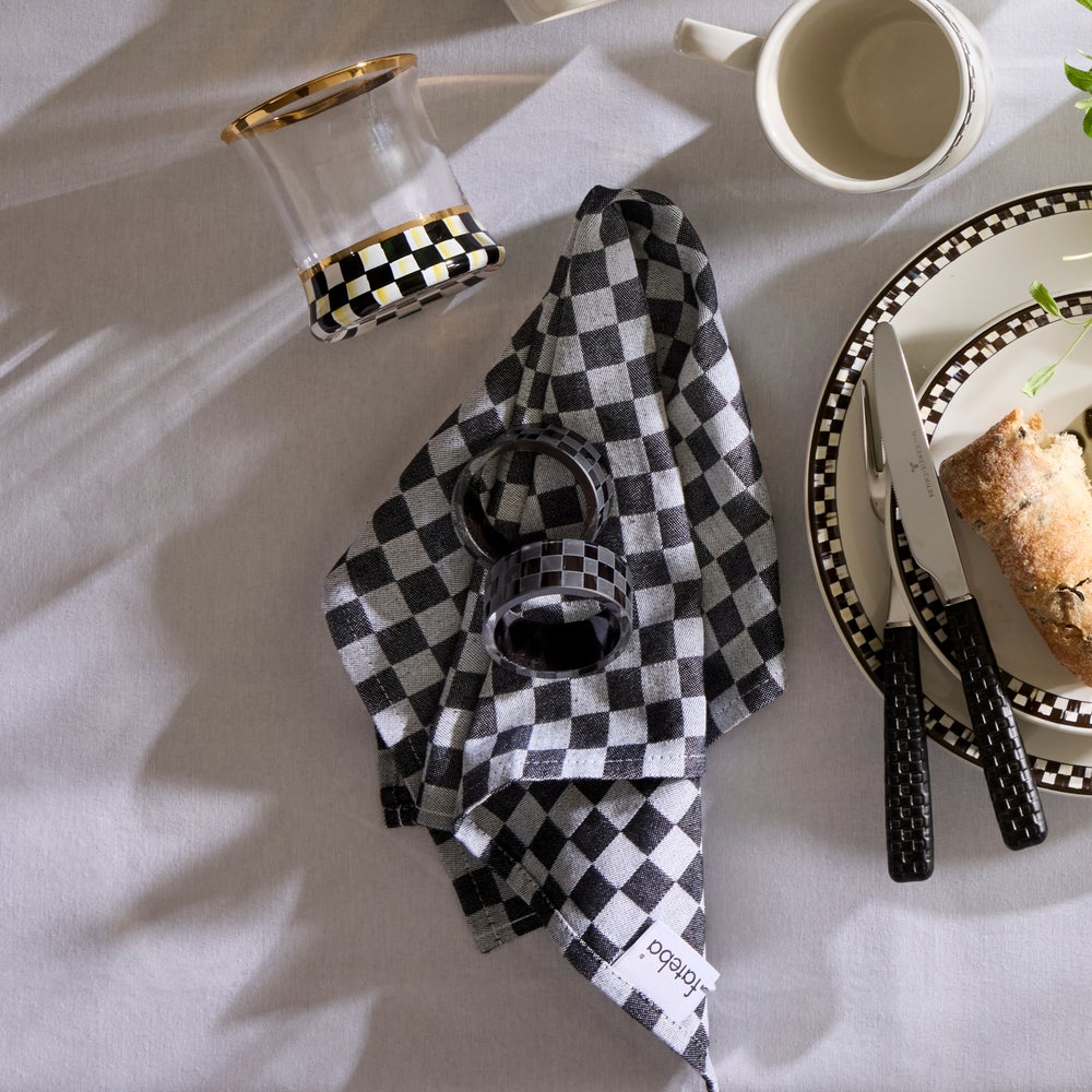 Crystal Check Etched Napkin Rings, Set of 4