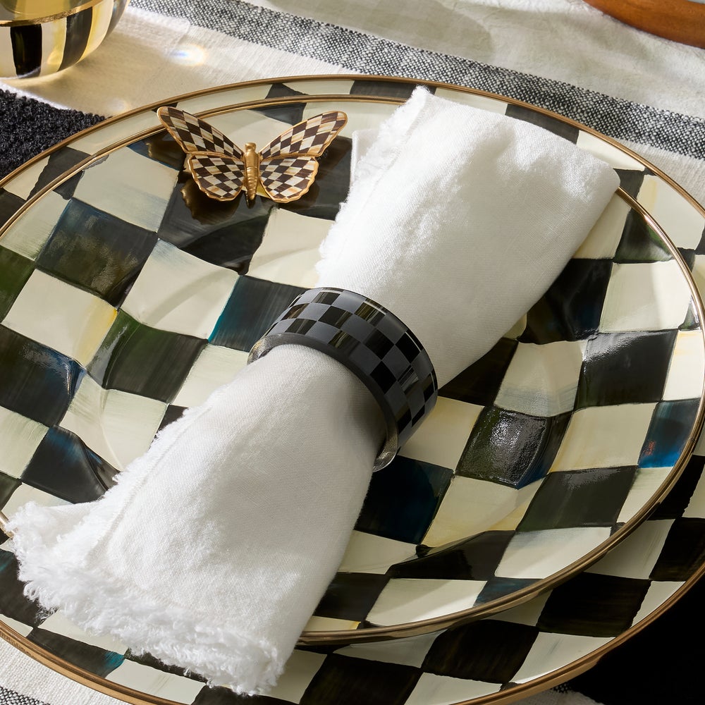 Crystal Check Etched Napkin Rings, Set of 4