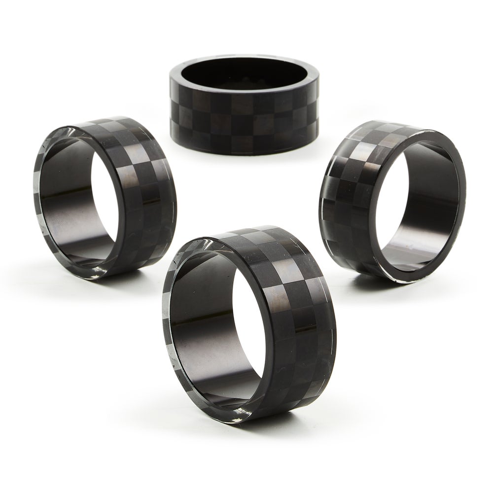 Crystal Check Etched Napkin Rings, Set of 4