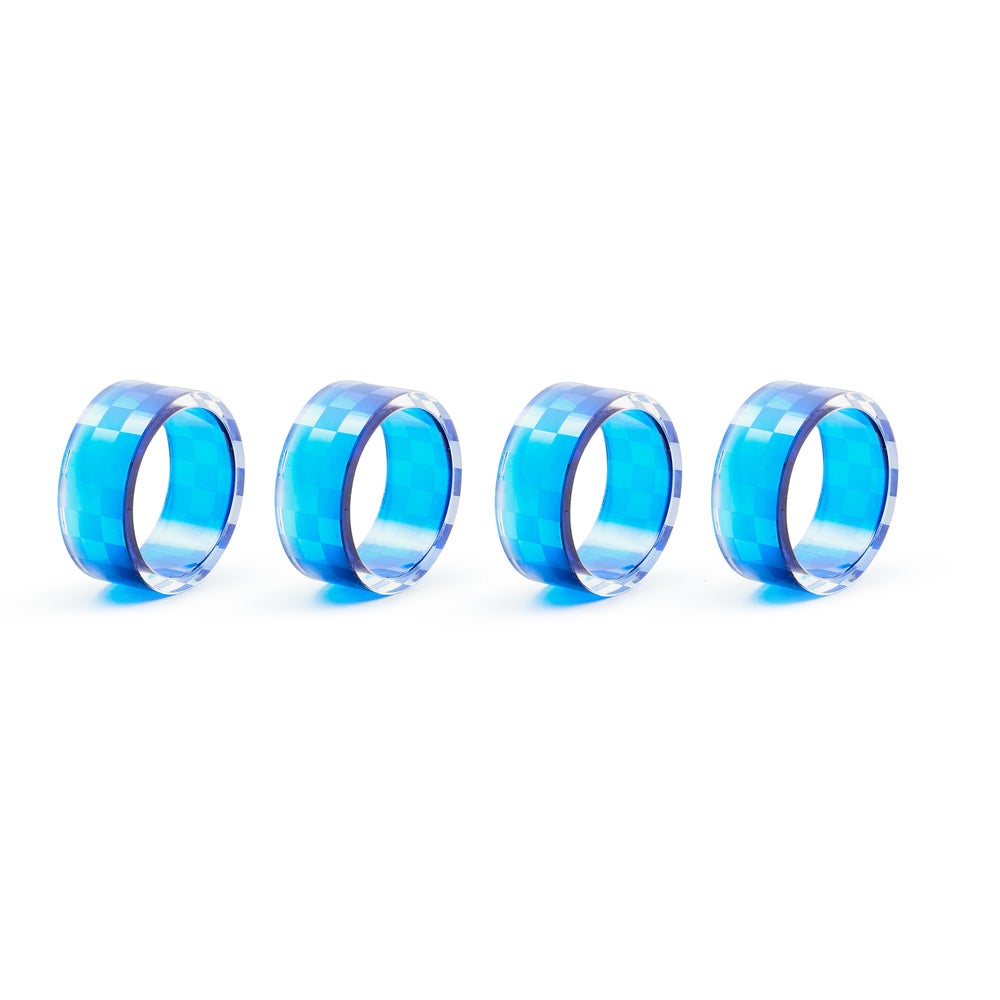 Crystal Check Etched Napkin Rings, Set of 4