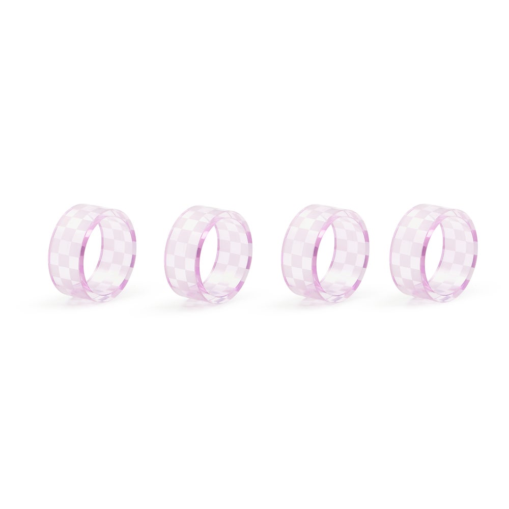 Crystal Check Etched Napkin Rings, Set of 4