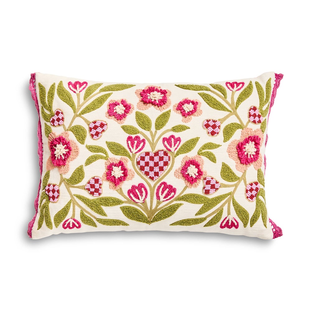 Check Hearts Lumbar Throw Pillow