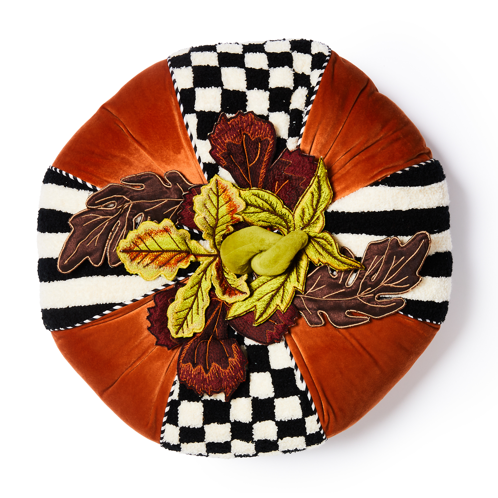 Harvest Check & Stripe Round Pillow