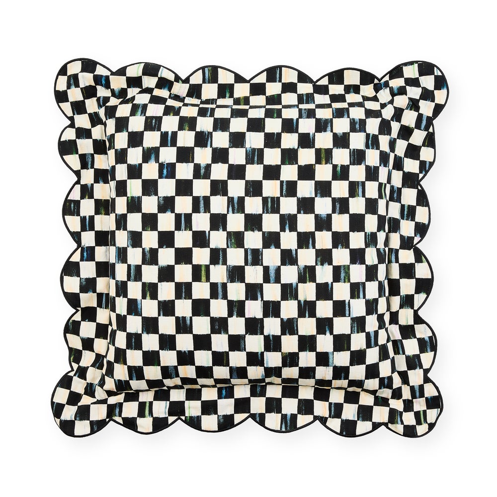 Check Reversible Scalloped Lumbar Throw Pillow