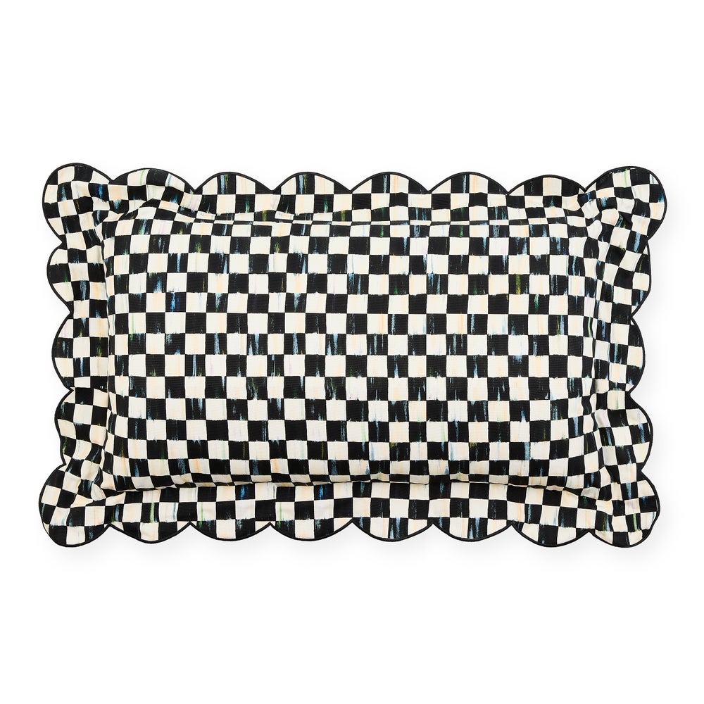 Check Reversible Scalloped Lumbar Throw Pillow
