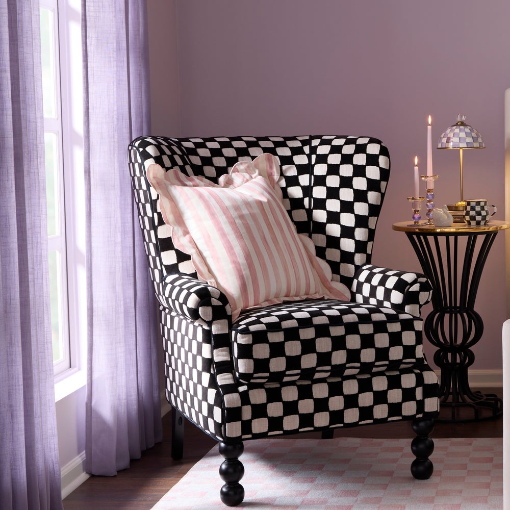 Check Reversible Scalloped Lumbar Throw Pillow