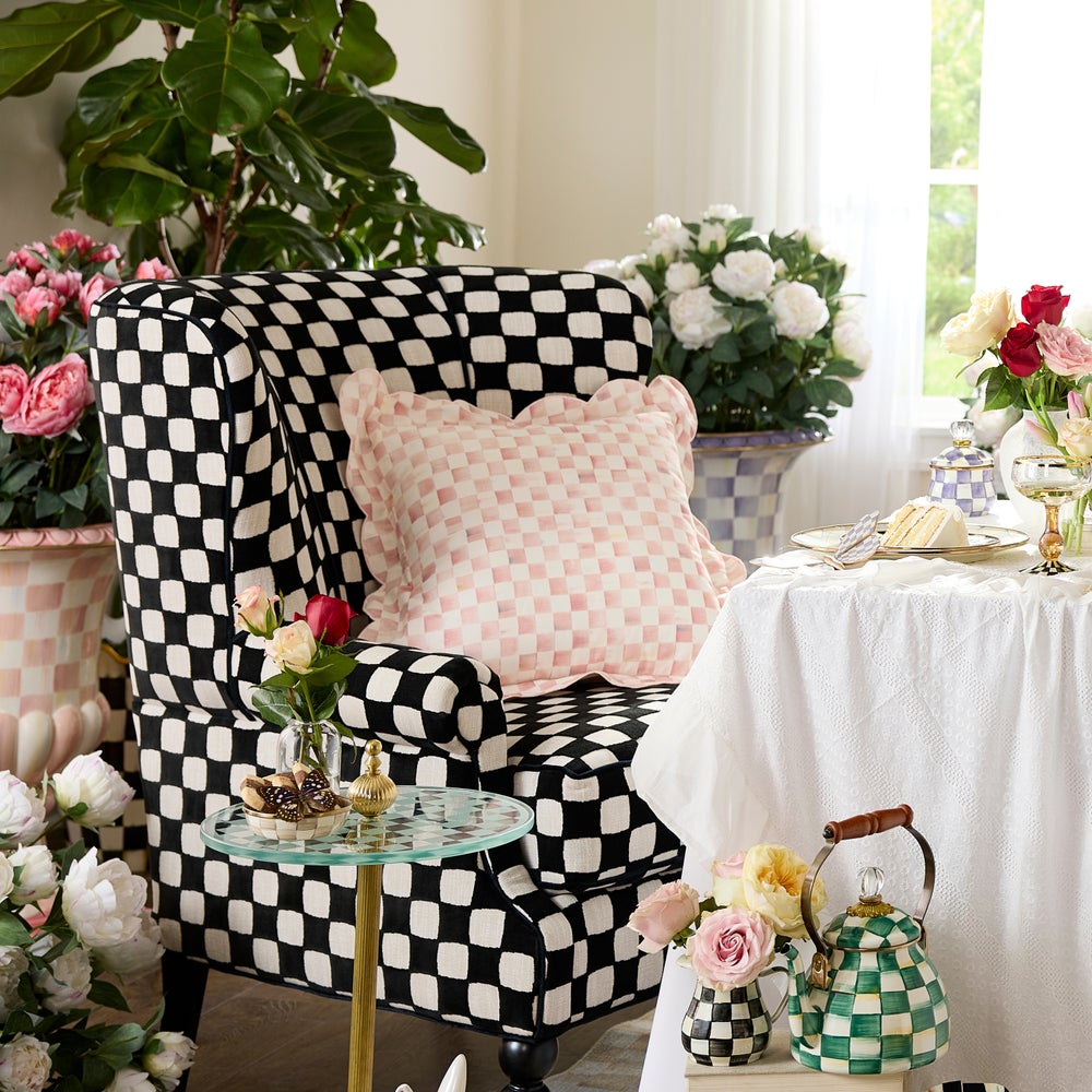 Check Reversible Scalloped Lumbar Throw Pillow