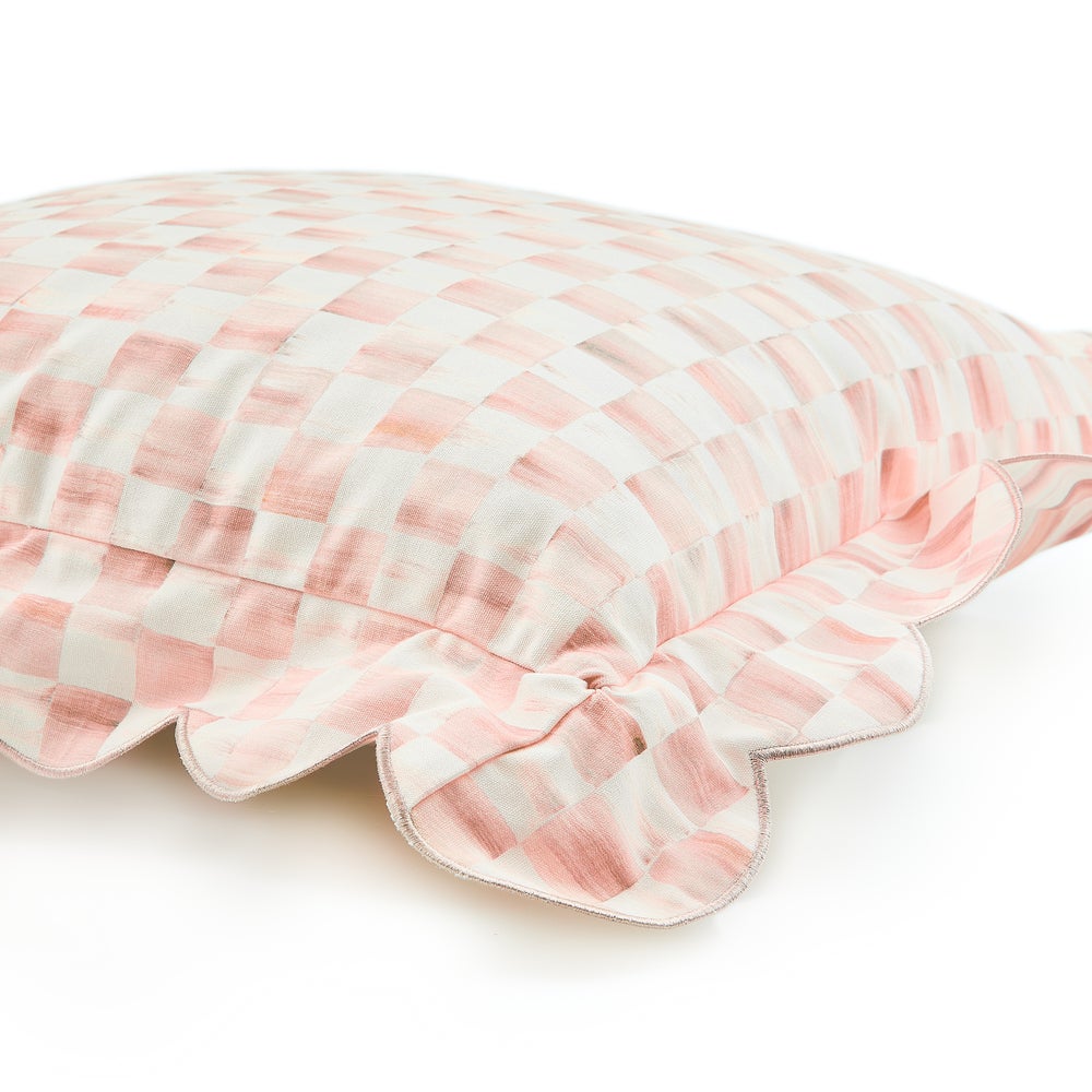 Check Reversible Scalloped Lumbar Throw Pillow