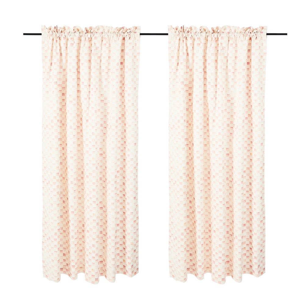 Rosy Check 84" Curtain Panel