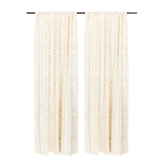 Mocha Check 84" Curtain Panel