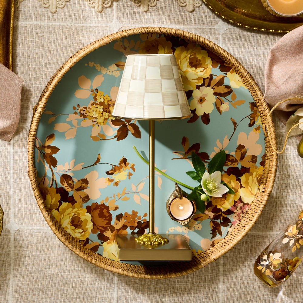 Enamel Check LED Cafe Table Lamp