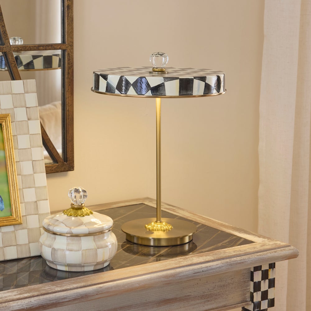 Enamel Check LED Disk Table Lamp